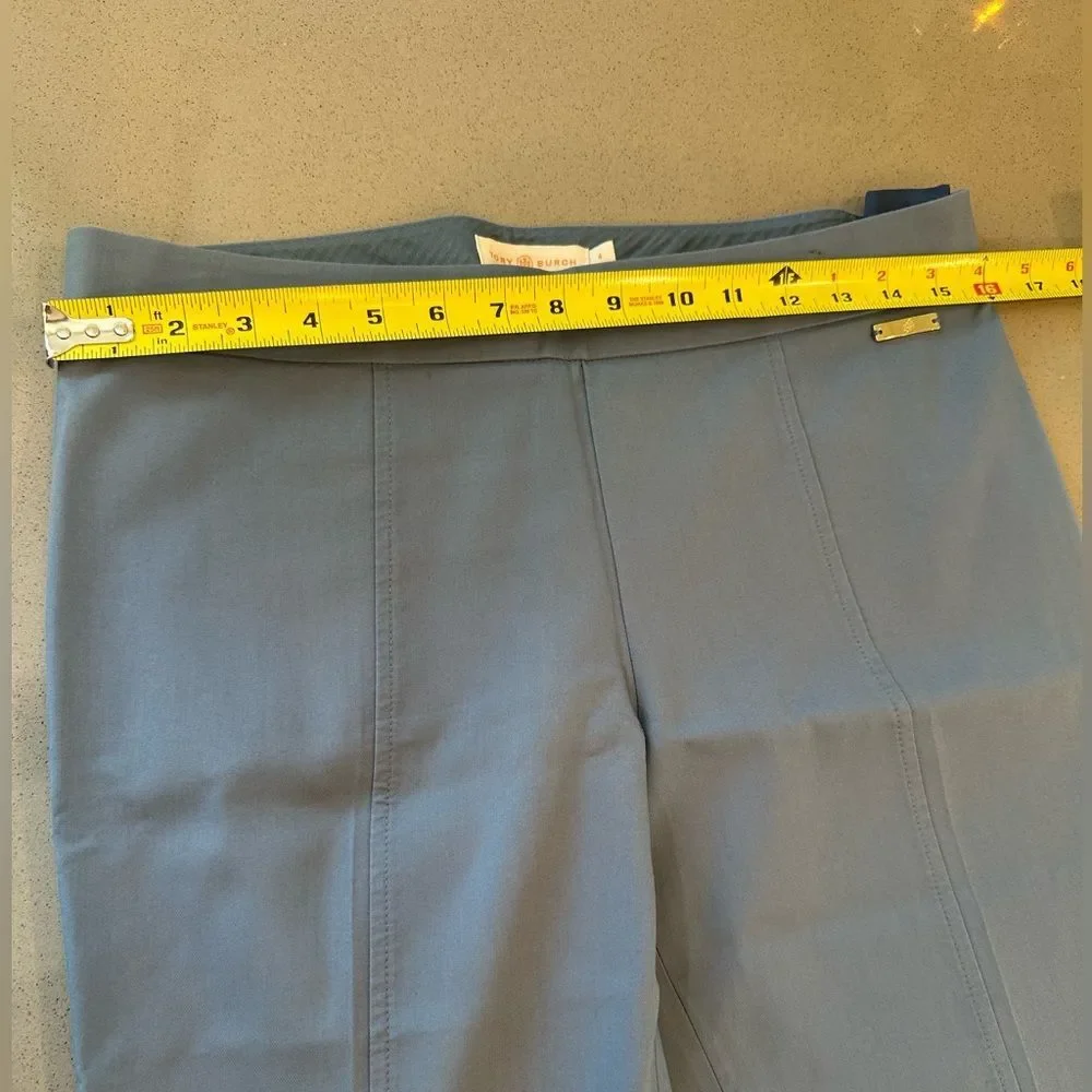 Tory Burch Women's Blue Slit Hem Cotton Blend Pants size 4